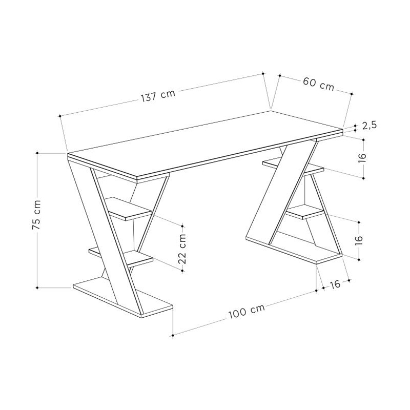 Γραφείο εργασίας χρώμα ανθρακί - λευκό 6