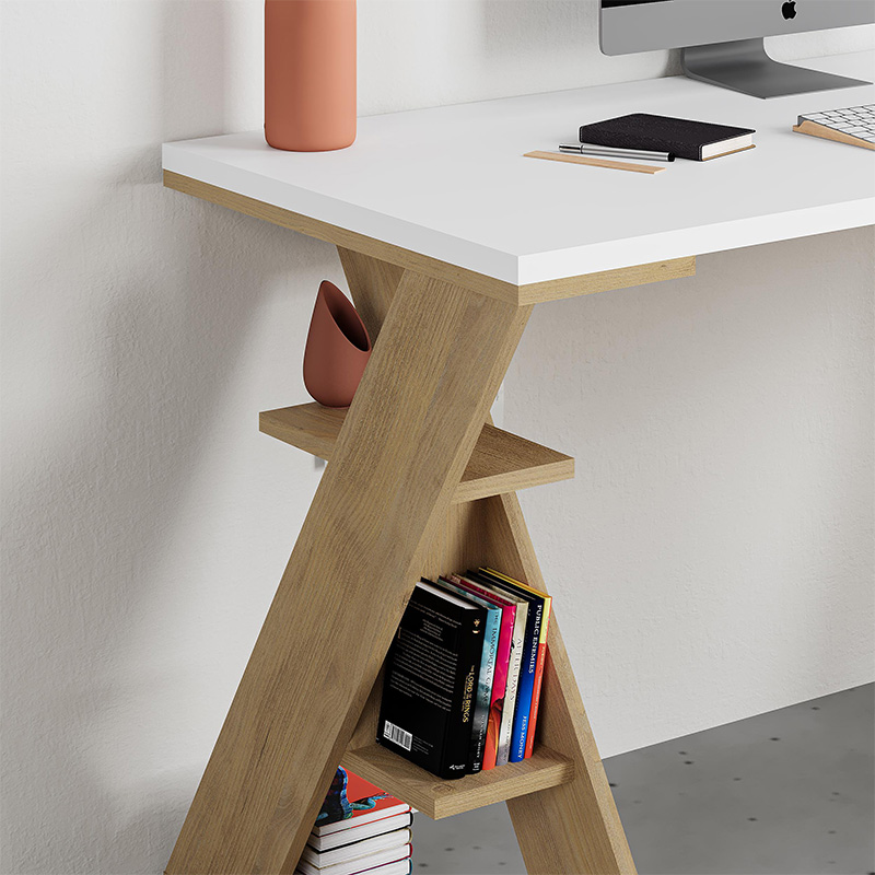 Γραφείο εργασίας χρώμα oak - λευκό 3