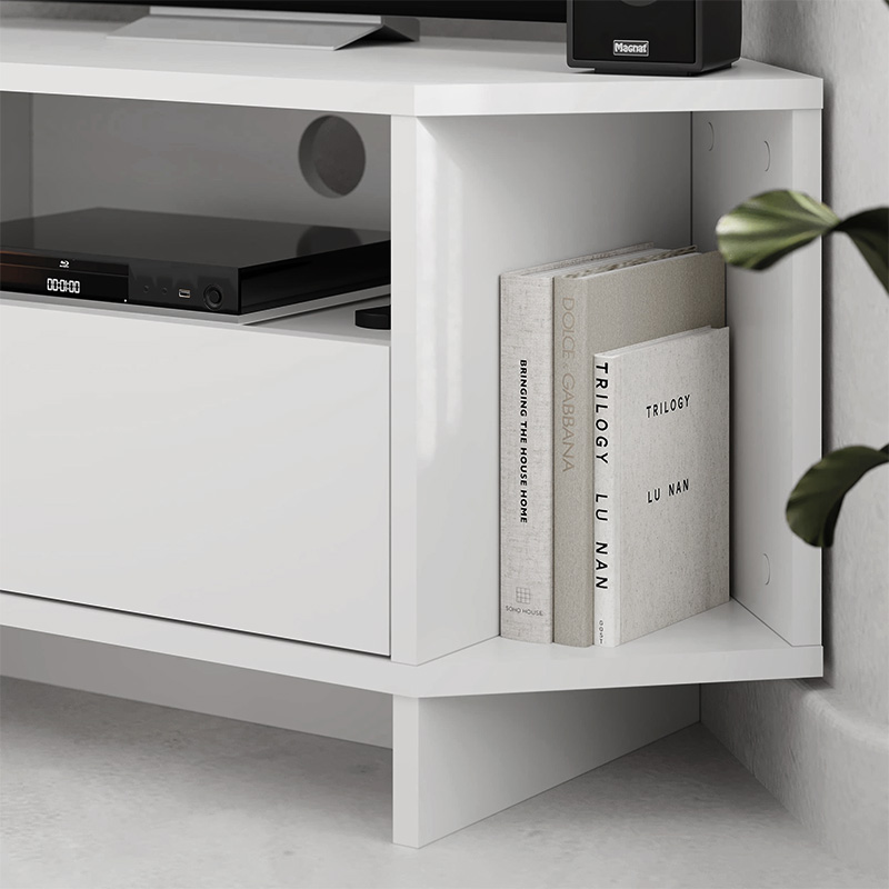 Έπιπλο τηλεόρασης γωνιακό χρώμα λευκό 4