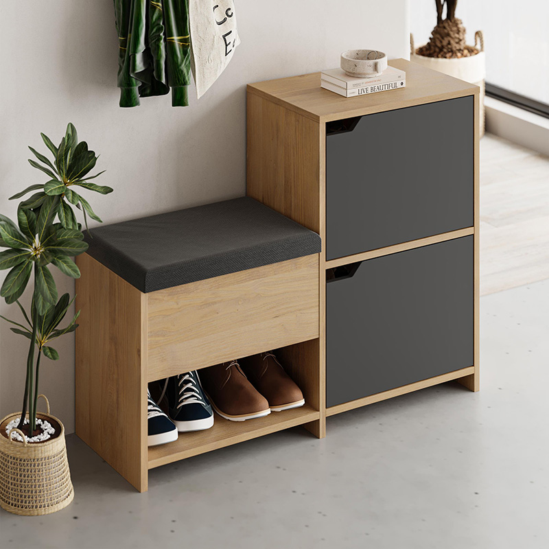 Παπουτσοθήκη χρώμα oak - ανθρακί