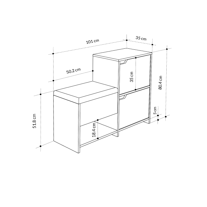 Παπουτσοθήκη χρώμα oak - ανθρακί 6