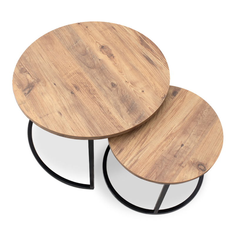 Τραπεζάκια σαλονιού Mdf - μεταλλικό χρώμα ακακίας 3