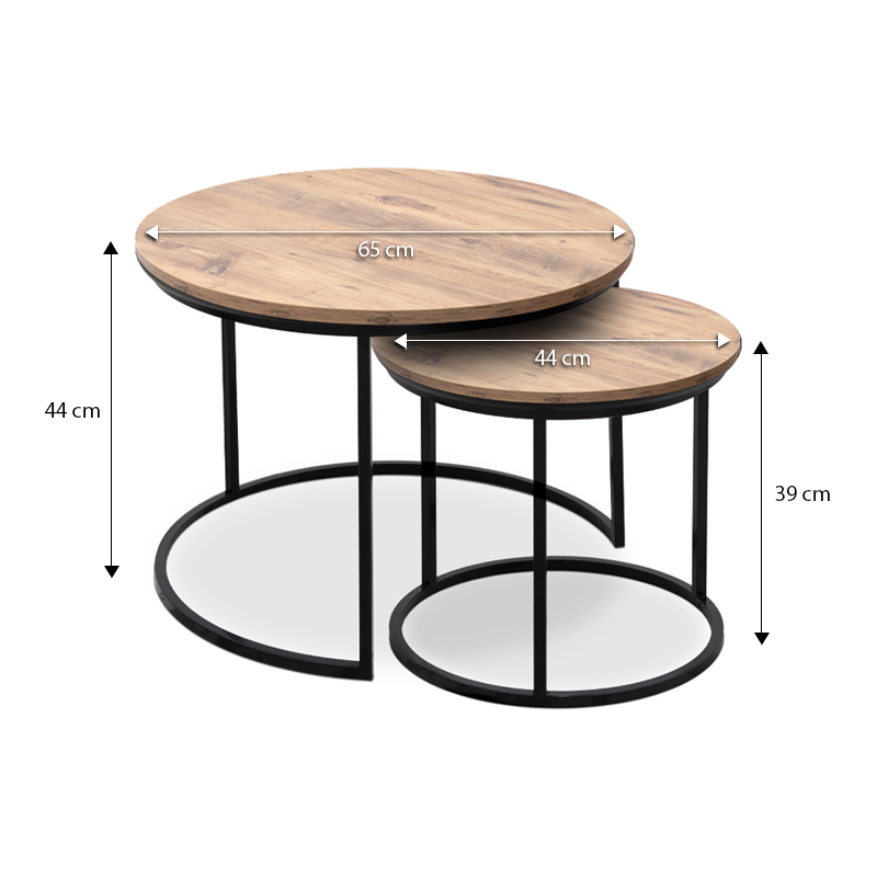 Τραπεζάκια σαλονιού Mdf - μεταλλικό χρώμα ακακίας 4