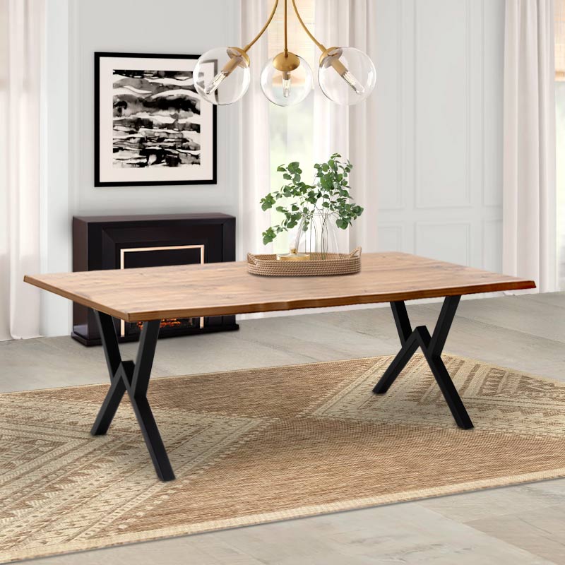 Τραπέζι Mdf - μεταλλικό χρώμα ακακίας 3