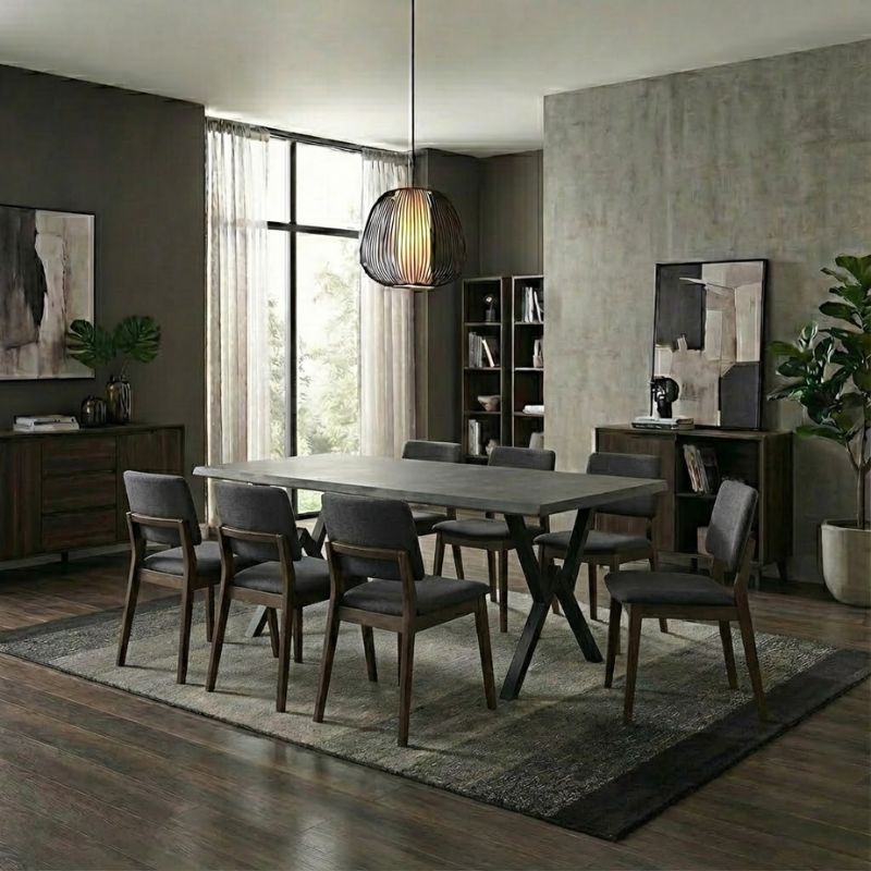 Τραπέζι Mdf - μεταλλικό χρώμα σκούρο γκρι σκυροδέματος 2