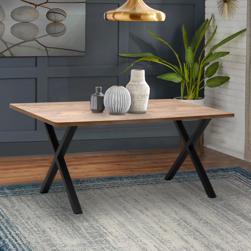 Τραπέζι Mdf - μεταλλικό χρώμα ακακίας 2