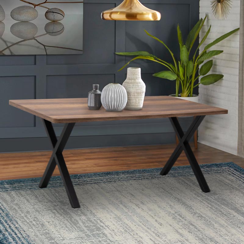 Τραπέζι Mdf - μεταλλικό χρώμα καρυδί 2