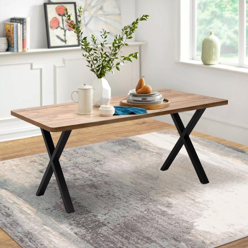 Τραπέζι Mdf - μεταλλικό χρώμα ακακίας 2