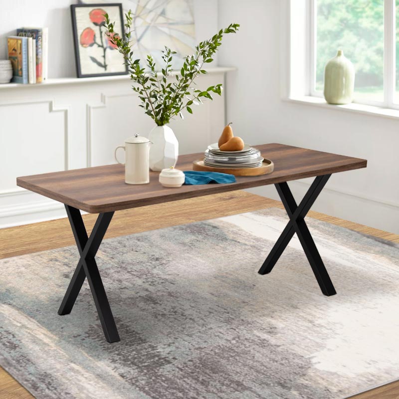 Τραπέζι Mdf - μεταλλικό χρώμα καρυδί 2