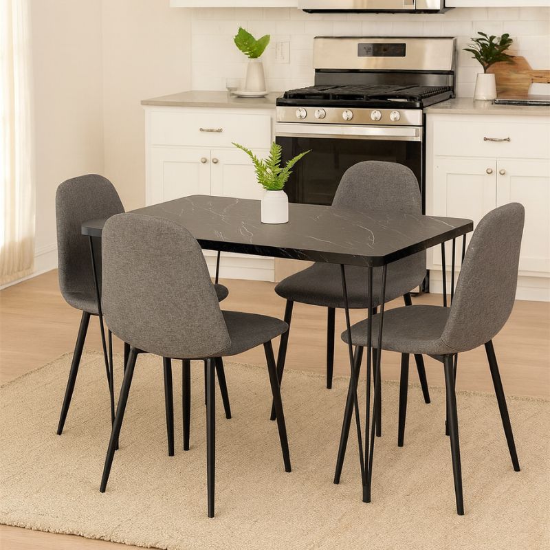 Τραπέζι Mdf - μεταλλικό χρώμα μαύρο εφέ μαρμάρου 2