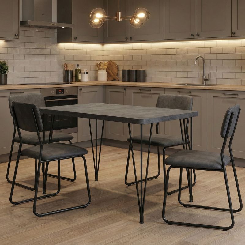 Τραπέζι Mdf - μεταλλικό χρώμα σκούρο γκρι σκυροδέματος 2