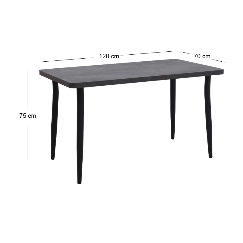 Τραπέζι Mdf - μεταλλικό χρώμα σκούρο γκρι σκυροδέματος 6