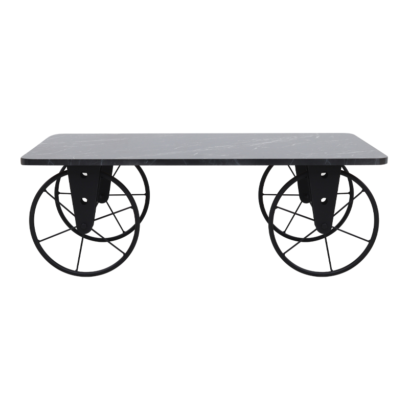 Τραπεζάκι σαλονιού Mdf - μεταλλικό χρώμα μαύρο εφέ μαρμάρου 3