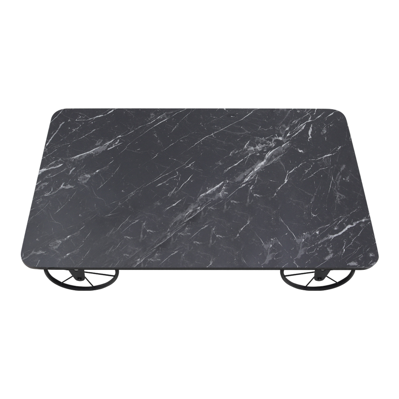 Τραπεζάκι σαλονιού Mdf - μεταλλικό χρώμα μαύρο εφέ μαρμάρου 4