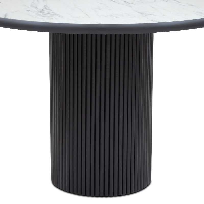 Τραπέζι χρώμα μαύρο - λευκό εφέ μαρμάρου Ø115x79 εκ. 4