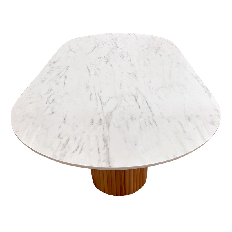 Τραπέζι χρώμα φυσικό - λευκό εφέ μαρμάρου 4