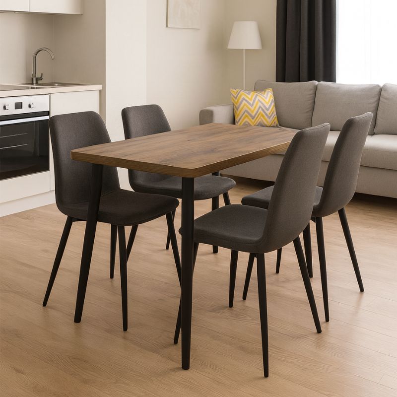 Τραπέζι Mdf - μεταλλικό χρώμα ακακίας 2