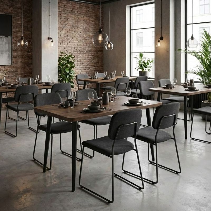 Τραπέζι Mdf - μεταλλικό χρώμα καπνιστή καρυδιά 3