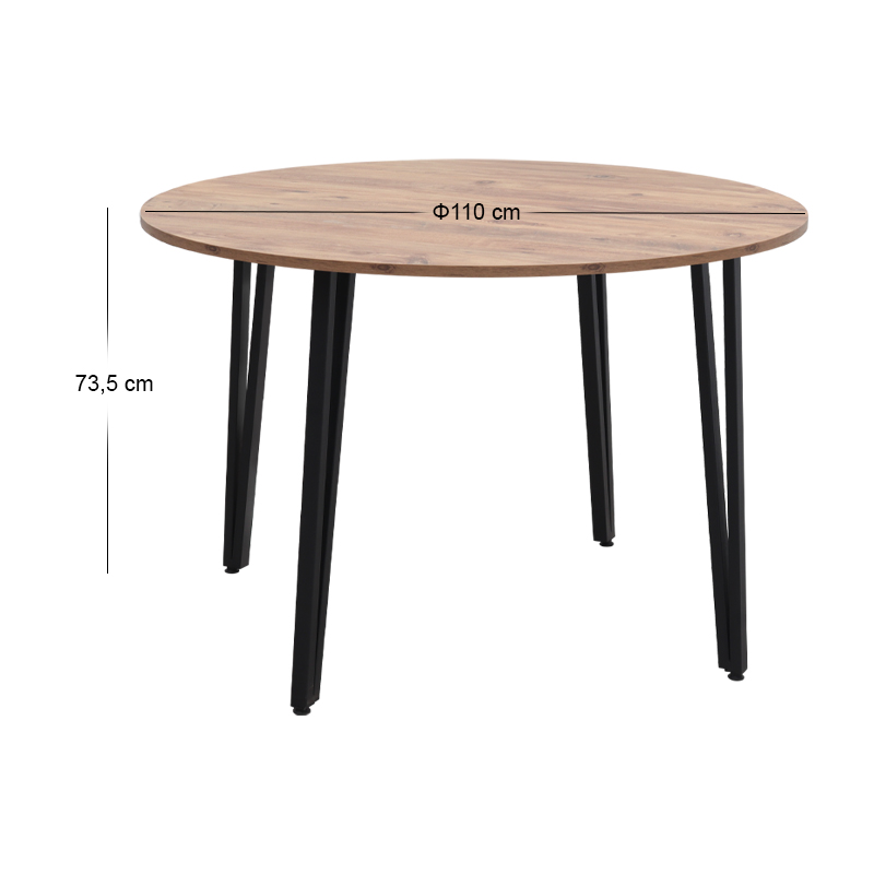 Τραπέζι χρώμα ακακίας Ø110x73,5εκ. 6