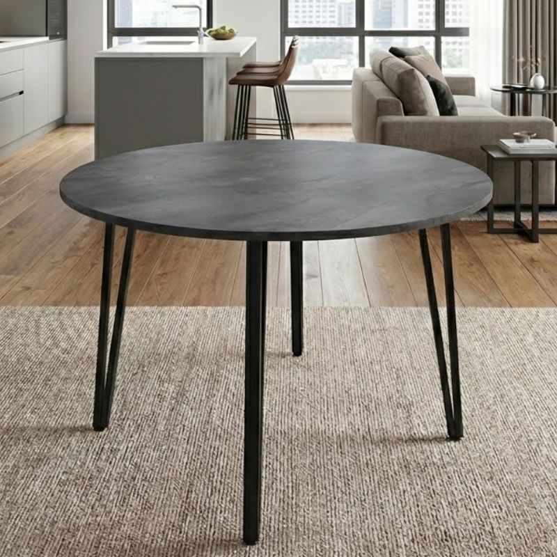 Τραπέζι χρώμα σκούρο γκρι σκυροδέματος Ø110x73,5εκ.