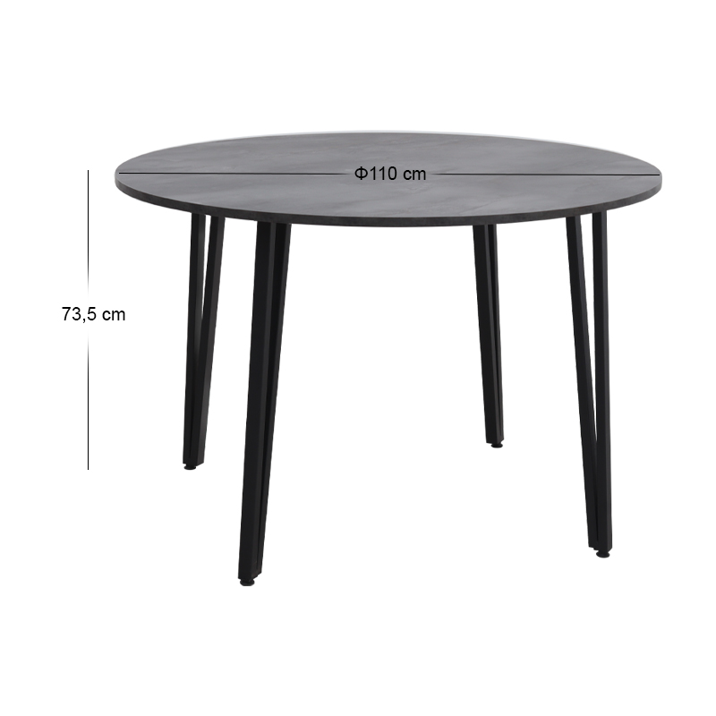 Τραπέζι χρώμα σκούρο γκρι σκυροδέματος Ø110x73,5εκ. 6