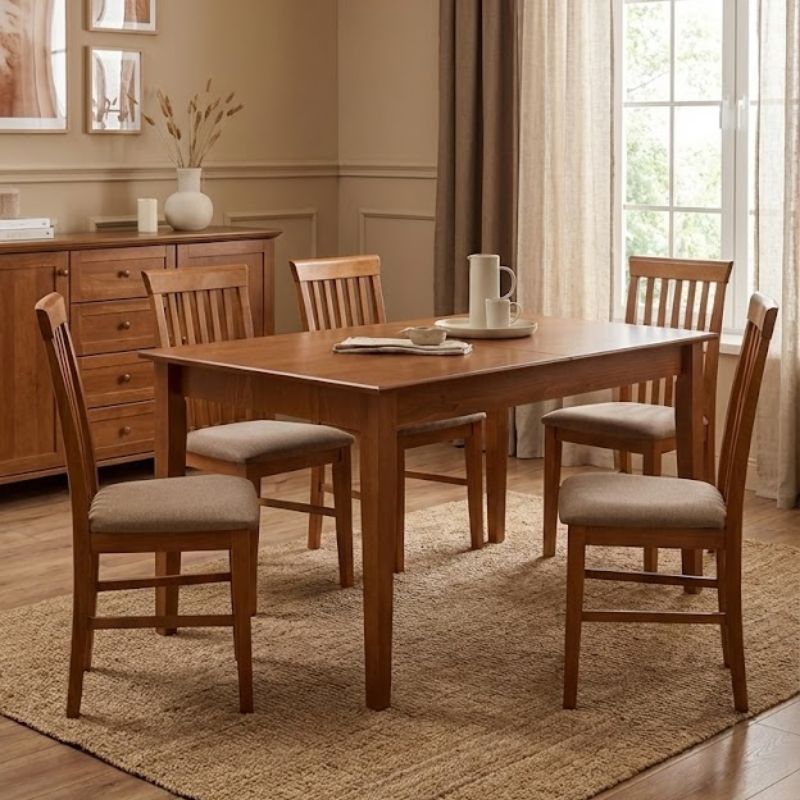 Τραπέζι μασίφ ξύλο-MDF επεκτεινόμενο χρώμα καρυδί 140/ 2