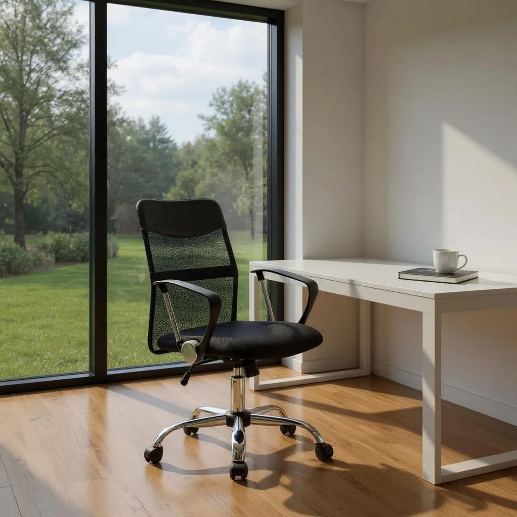 Καρέκλα γραφείου με ύφασμα χρώμα μαύρο 59x57x95/105εκ. 3