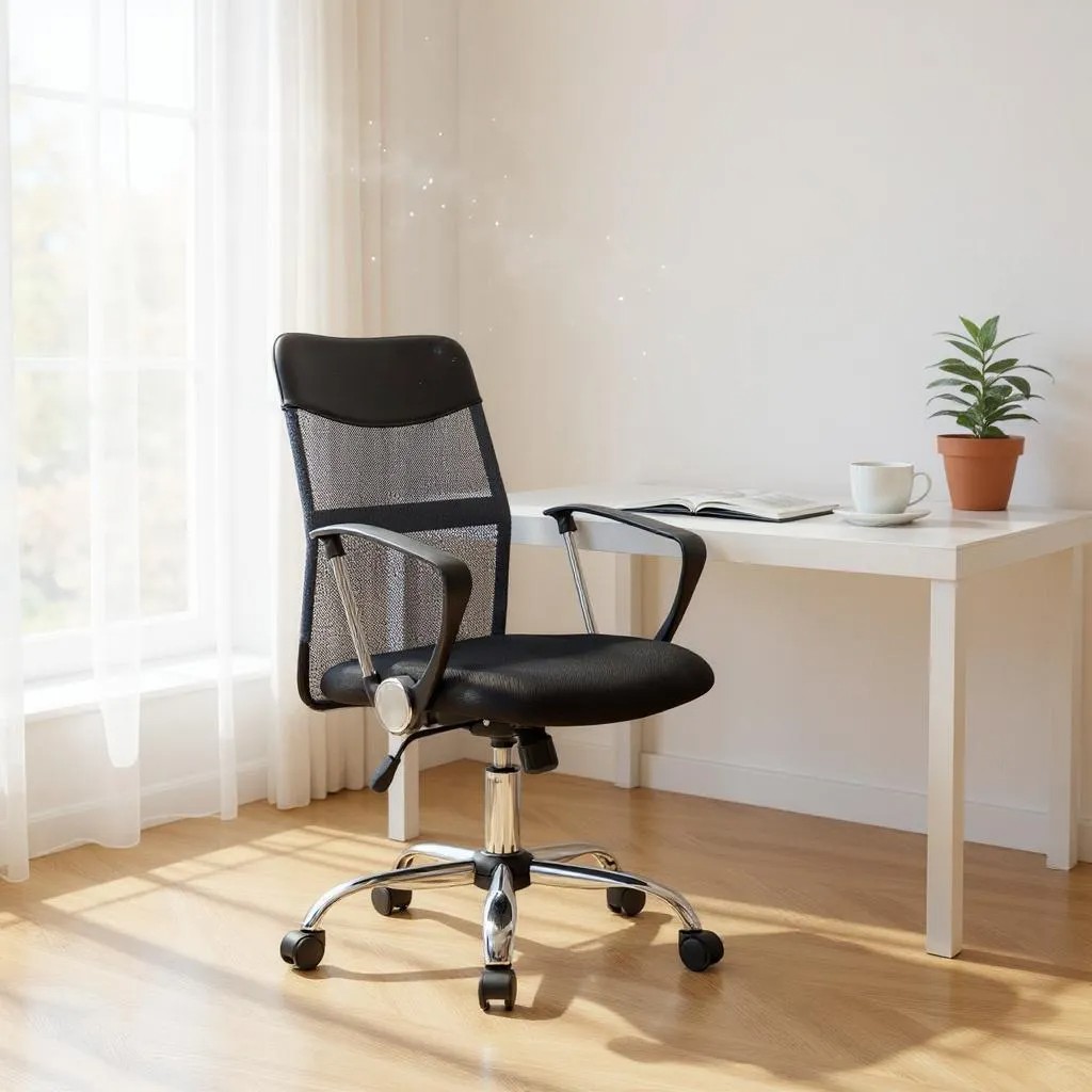 Καρέκλα γραφείου με ύφασμα χρώμα γκρι - μαύρο 59x57x95/105εκ. 3