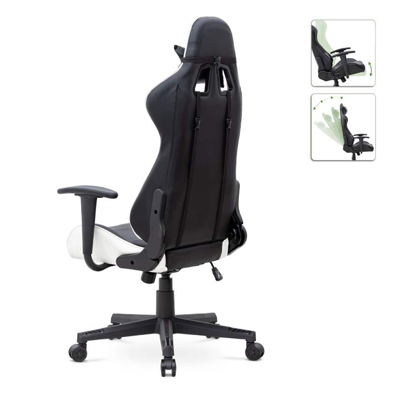 Καρέκλα γραφείου από τεχνόδερμα χρώμα λευκό - μαύρο 67x70x125/135 εκ. 2