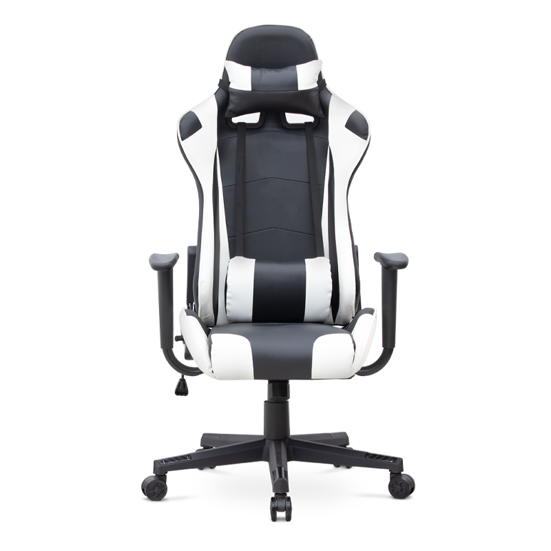 Καρέκλα γραφείου από τεχνόδερμα χρώμα λευκό - μαύρο 67x70x125/135 εκ. 4