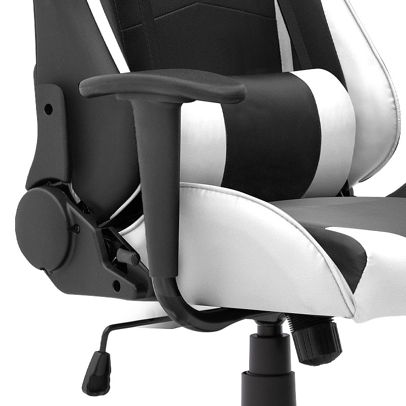 Καρέκλα γραφείου από τεχνόδερμα χρώμα λευκό - μαύρο 67x70x125/135 εκ. 9