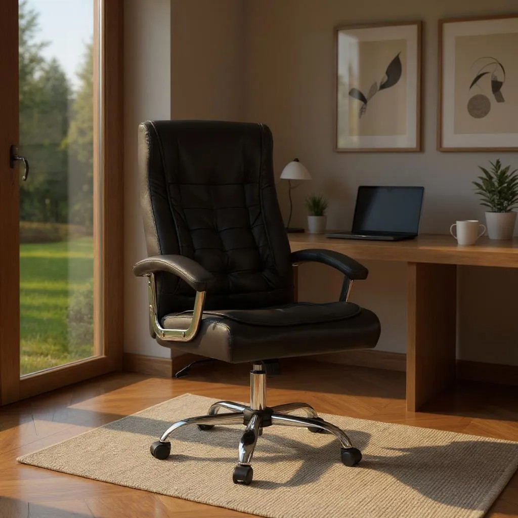 Καρέκλα γραφείου διευθυντική από τεχνόδερμα χρώμα μαύρο 63x70x112/120εκ. 3