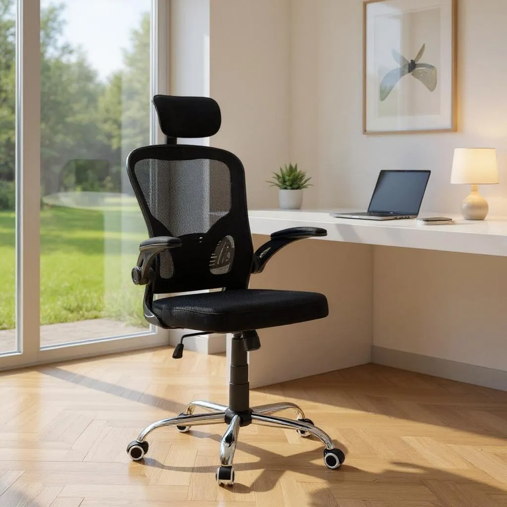 Καρέκλα γραφείου διευθυντική με ύφασμα χρώμα μαύρο 68x65x119/129εκ. 3