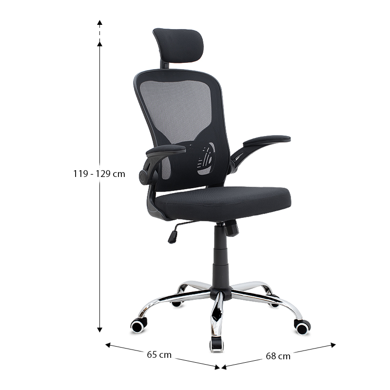 Καρέκλα γραφείου διευθυντική με ύφασμα χρώμα μαύρο 68x65x119/129εκ. 10