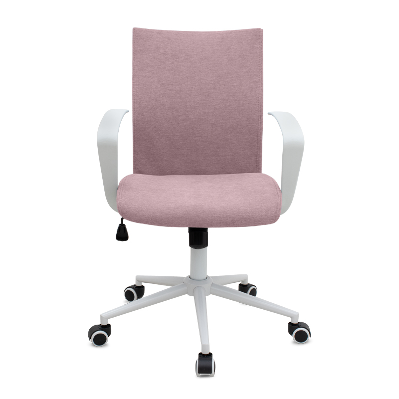 Καρέκλα γραφείου υφασμάτινη χρώμα ροζ - λευκό 64x63x89/96εκ. 4