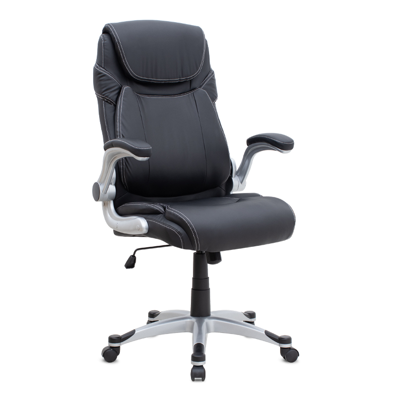 Καρέκλα γραφείου διευθυντική από τεχνόδερμα χρώμα μαύρο 69x65x116/126εκ.