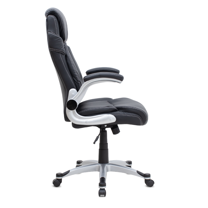 Καρέκλα γραφείου διευθυντική από τεχνόδερμα χρώμα μαύρο 69x65x116/126εκ. 5