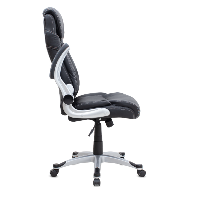 Καρέκλα γραφείου διευθυντική από τεχνόδερμα χρώμα μαύρο 69x65x116/126εκ. 6