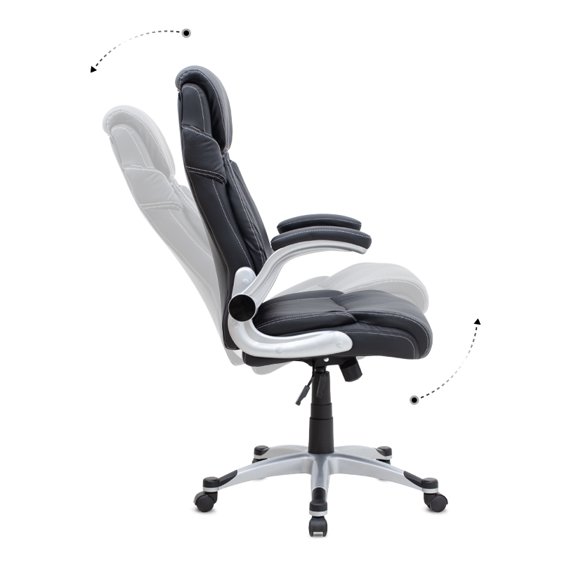 Καρέκλα γραφείου διευθυντική από τεχνόδερμα χρώμα μαύρο 69x65x116/126εκ. 7