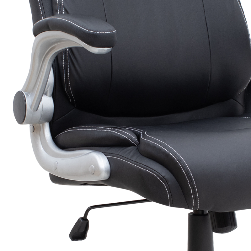 Καρέκλα γραφείου διευθυντική από τεχνόδερμα χρώμα μαύρο 69x65x116/126εκ. 9