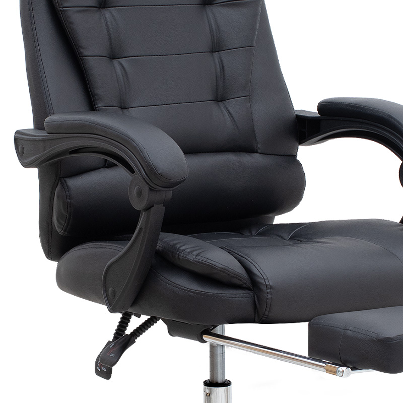 Καρέκλα γραφείου διευθυντική με υποπόδιο από τεχνόδερμα χρώμα μαύρο 65x65x117/127εκ. 12