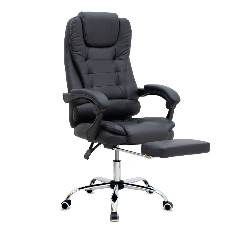 Καρέκλα γραφείου διευθυντική με υποπόδιο από τεχνόδερμα χρώμα μαύρο 65x65x117/127εκ. 3