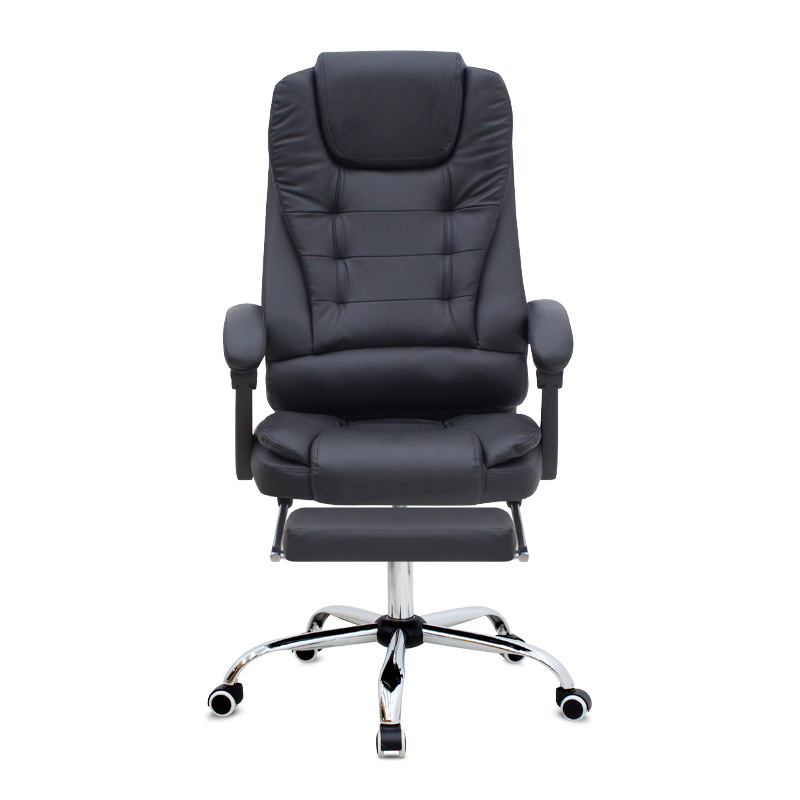 Καρέκλα γραφείου διευθυντική με υποπόδιο από τεχνόδερμα χρώμα μαύρο 65x65x117/127εκ. 6