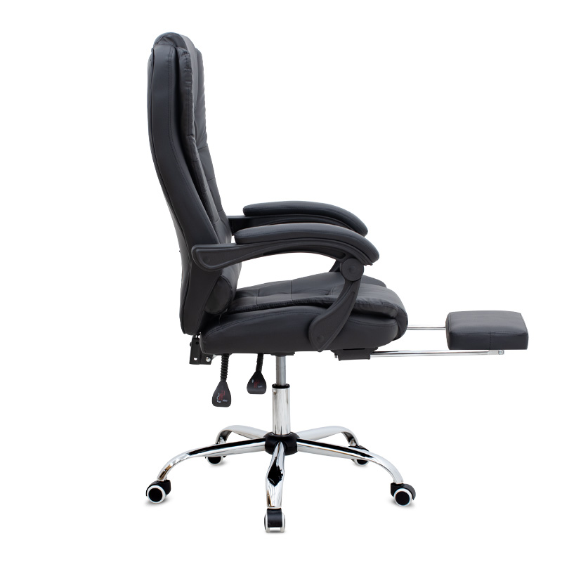 Καρέκλα γραφείου διευθυντική με υποπόδιο από τεχνόδερμα χρώμα μαύρο 65x65x117/127εκ. 8