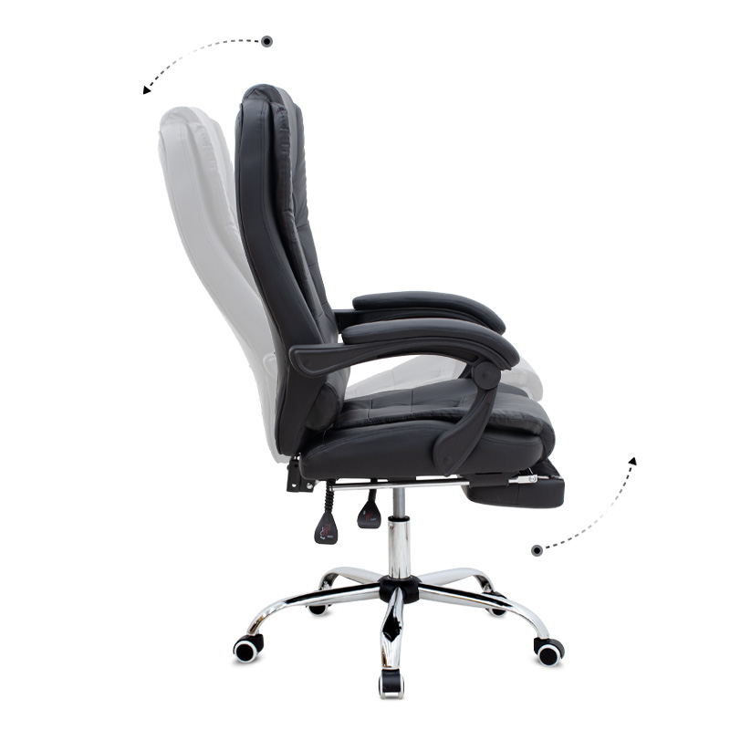 Καρέκλα γραφείου διευθυντική με υποπόδιο από τεχνόδερμα χρώμα μαύρο 65x65x117/127εκ. 9