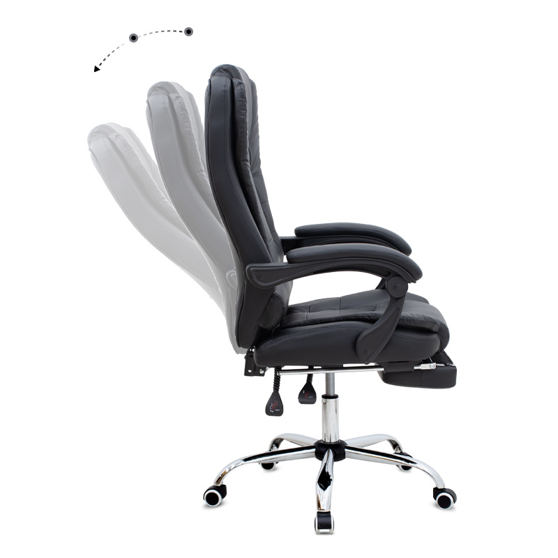 Καρέκλα γραφείου διευθυντική με υποπόδιο από τεχνόδερμα χρώμα μαύρο 65x65x117/127εκ. 10