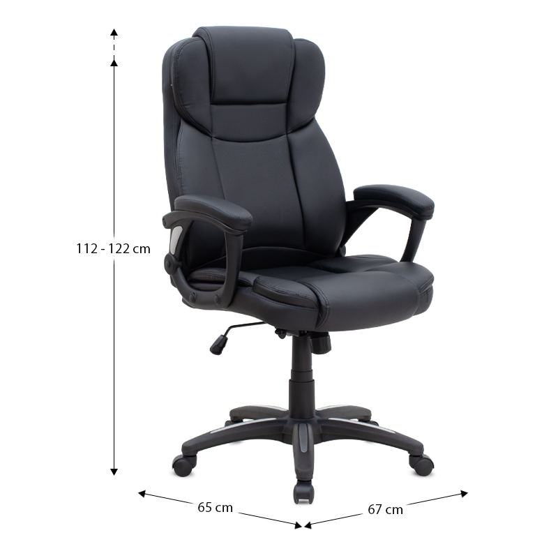 Καρέκλα γραφείου διευθυντική από τεχνόδερμα χρώμα μαύρο 67x65x112/122εκ. 12