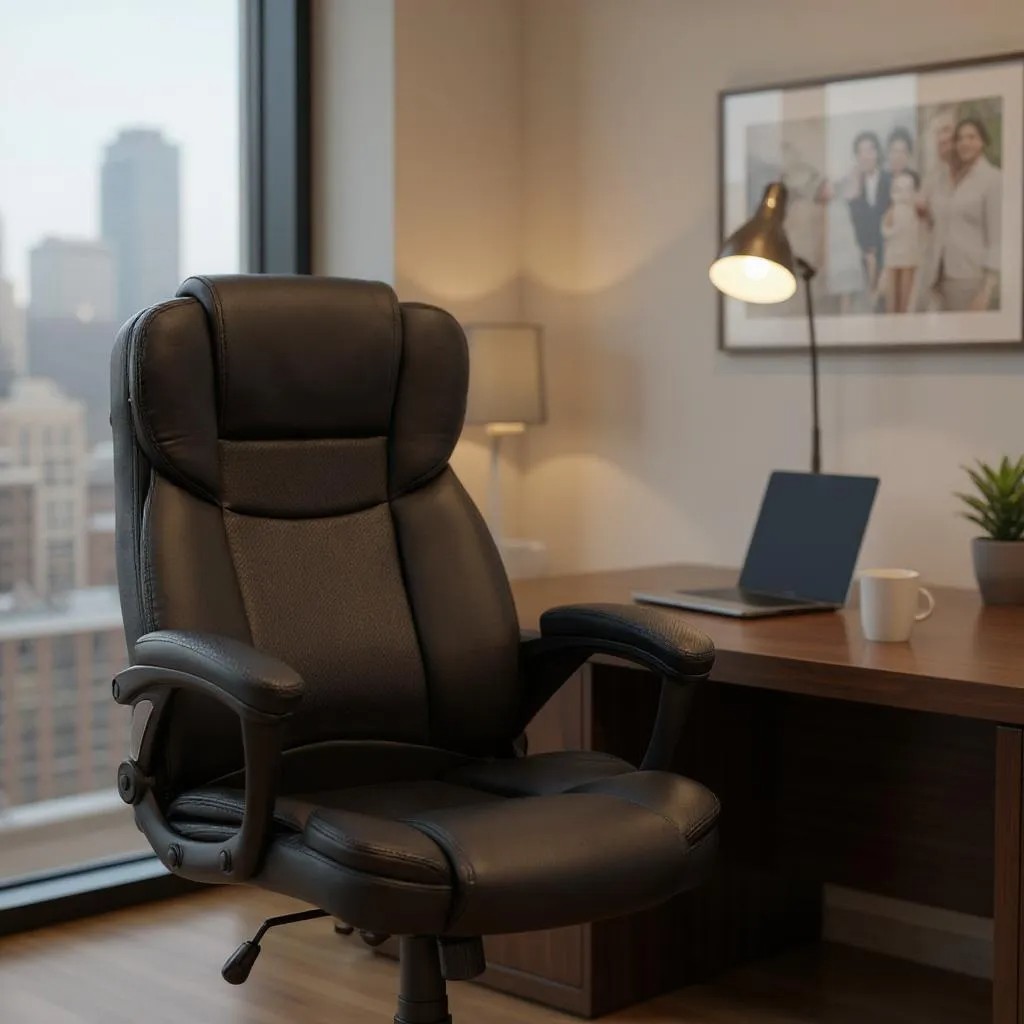 Καρέκλα γραφείου διευθυντική από τεχνόδερμα χρώμα μαύρο 67x65x112/122εκ. 3