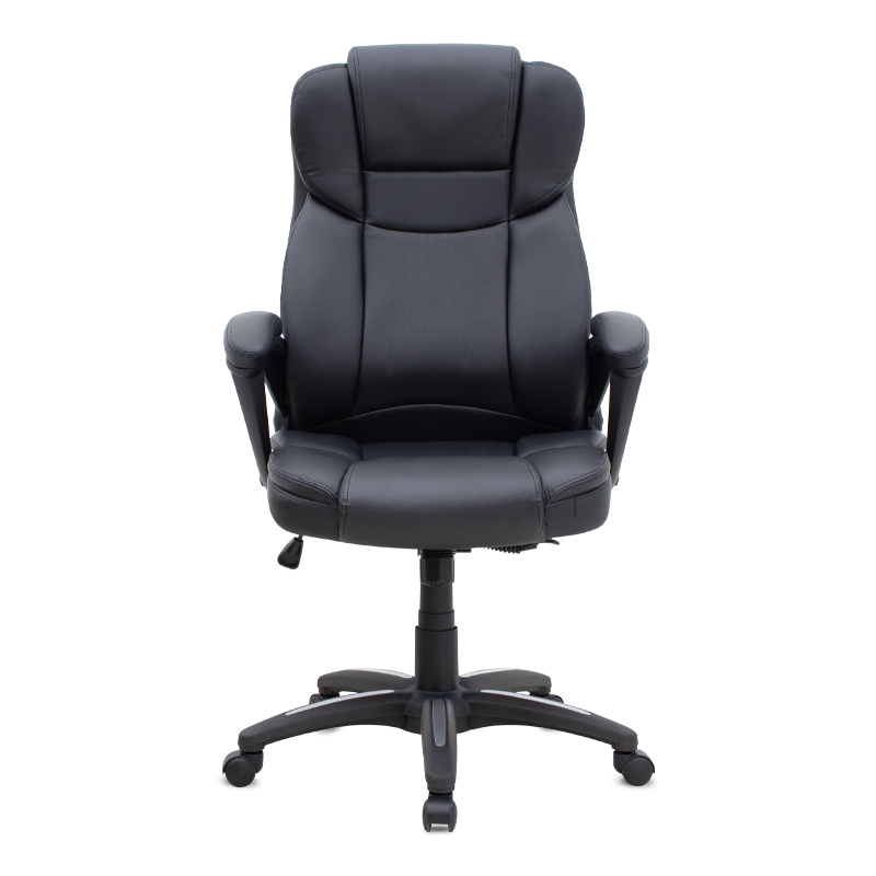 Καρέκλα γραφείου διευθυντική από τεχνόδερμα χρώμα μαύρο 67x65x112/122εκ. 5