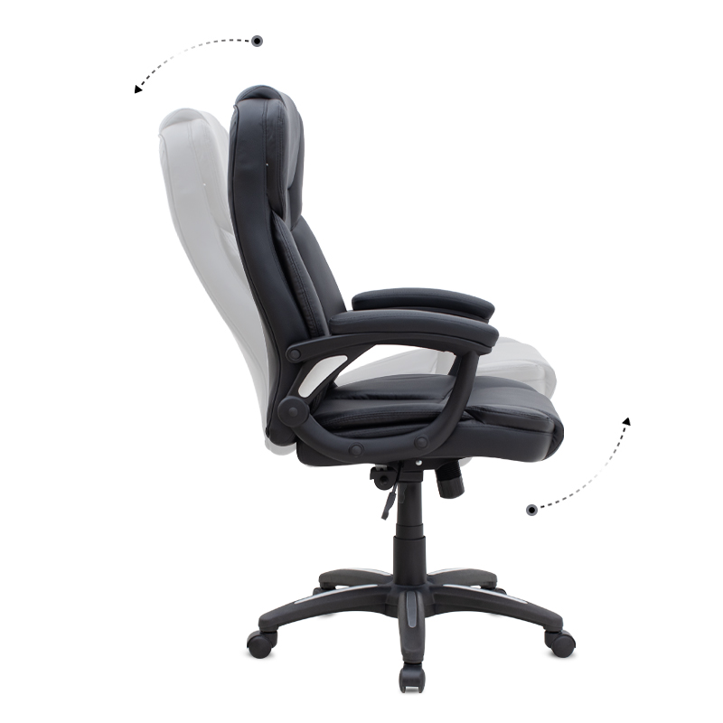 Καρέκλα γραφείου διευθυντική από τεχνόδερμα χρώμα μαύρο 67x65x112/122εκ. 8